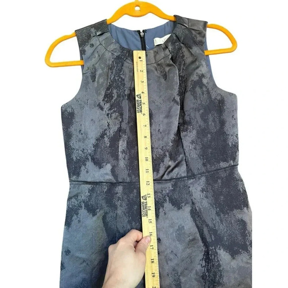 ANN TAYLOR Loft Size 2 Gray Watercolor Print Sheath Zip Business Casual Dress - Picture 7 of 10